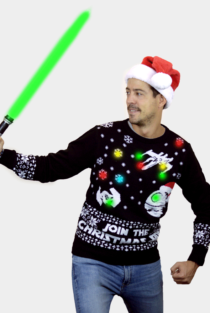 Camisola de Natal para Casal com Luzes LED Join the Christmas Side homem