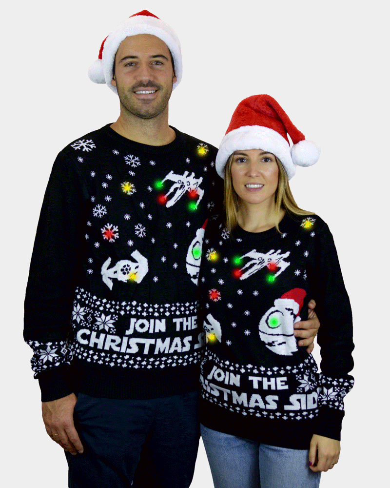 Camisola de Natal para Casal com Luzes LED Join the Christmas Side