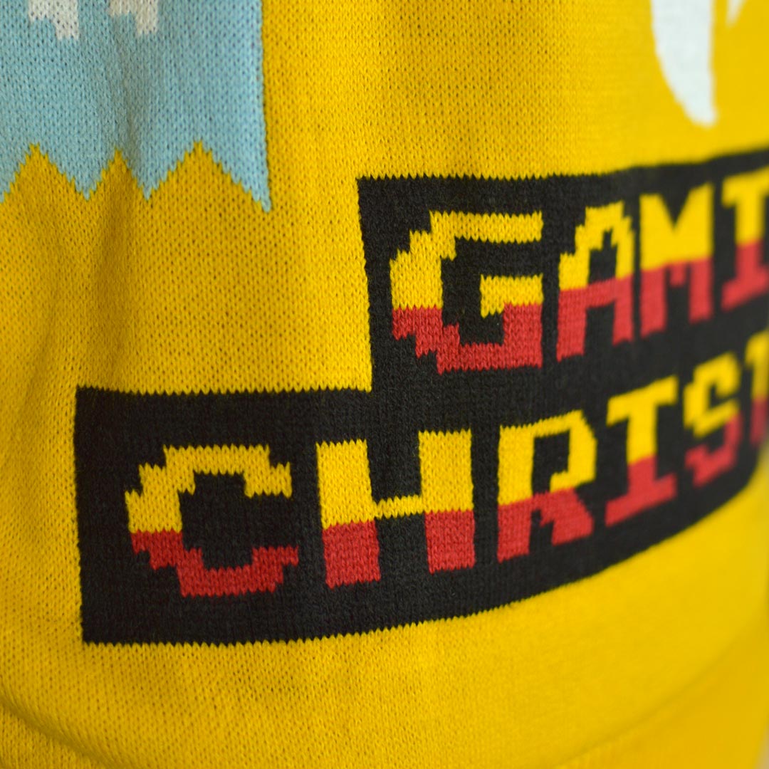 detalhe Camisola de Natal para Casal com Luzes LED Pai Natal Gamer
