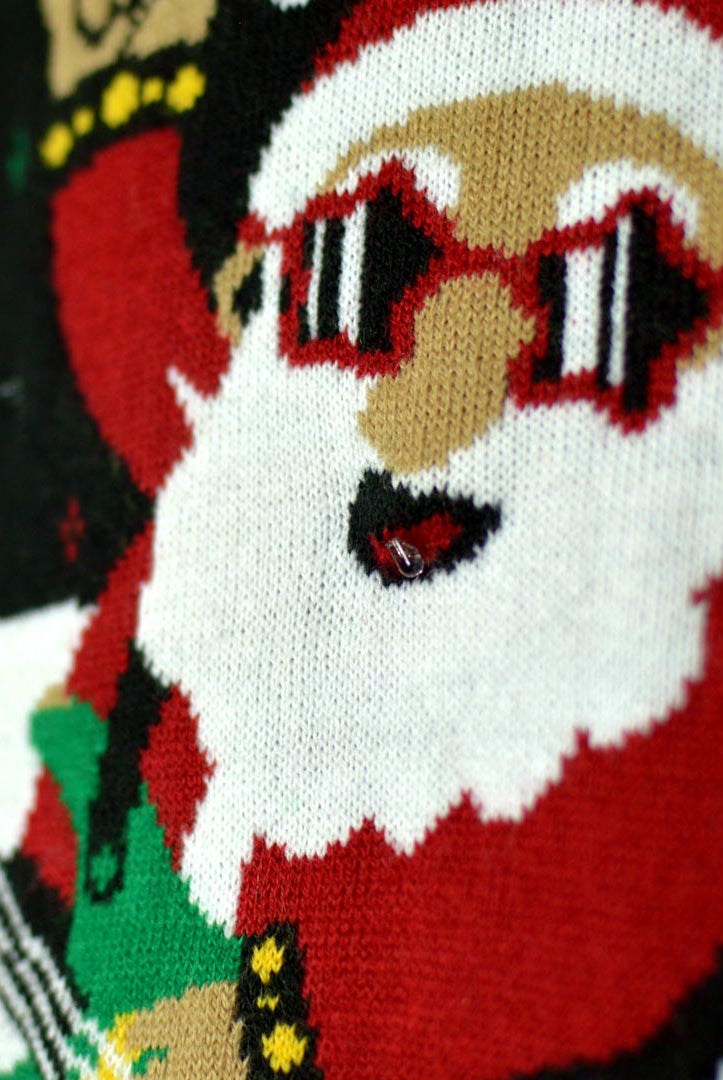 Camisola de Natal para Casal Luzes LED Pai Natal Rocker