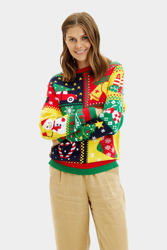 Camisola de Natal para Casal Algodão Orgânico Patchwork Mulher