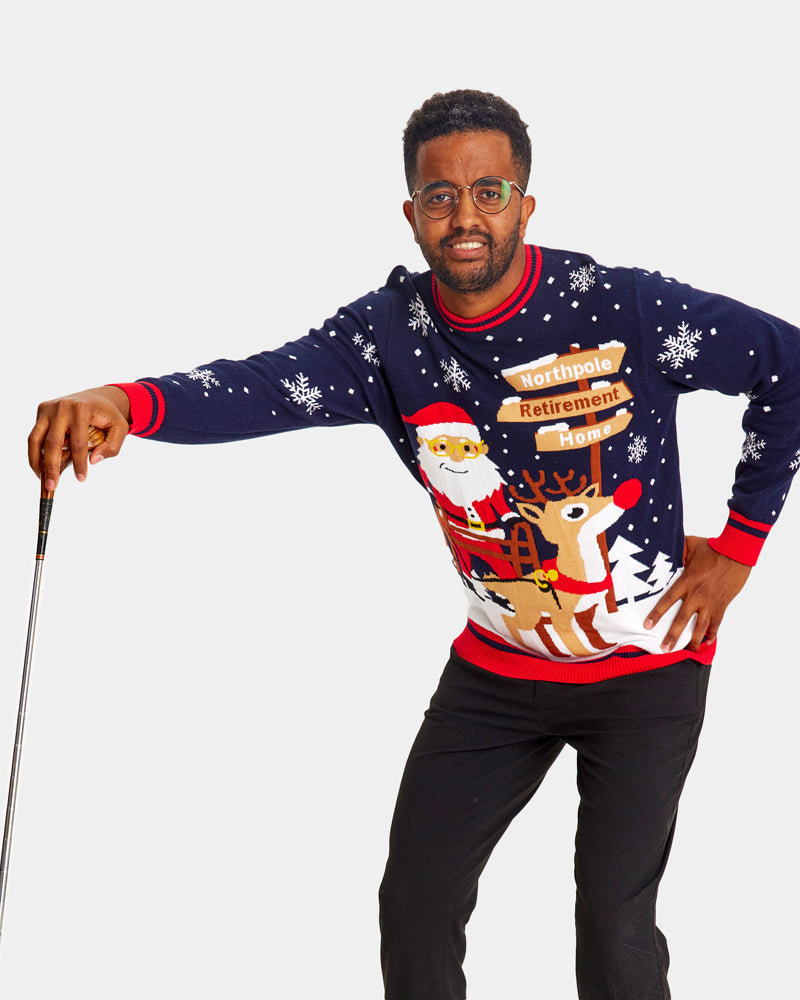 Camisola de Natal para Casal Pai Natal com Andarilho a caminho da Reforma homem