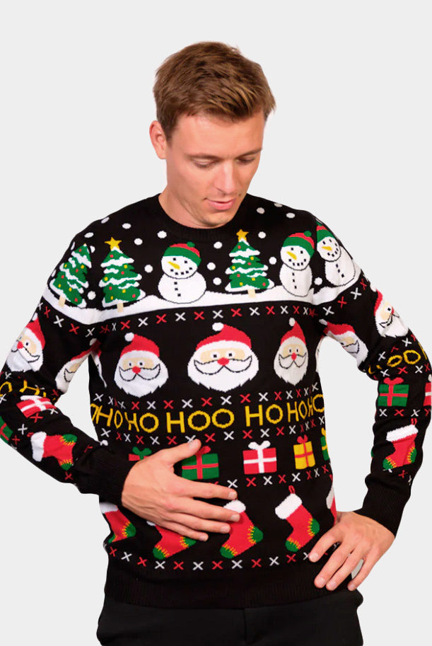 Camisola de Natal para Casal Pai Natal, Presentes e Bonecos Algodão Orgânico homem