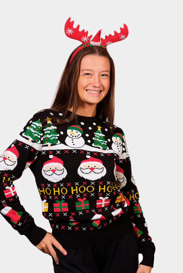 Camisola de Natal para Casal Pai Natal, Presentes e Bonecos Algodão Orgânico mulher