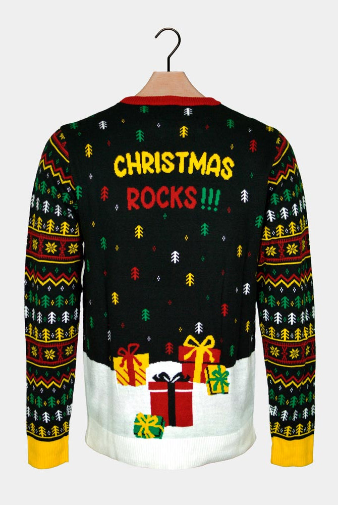 Luzes LED Camisola de Natal para Casal Pai Natal Rocker