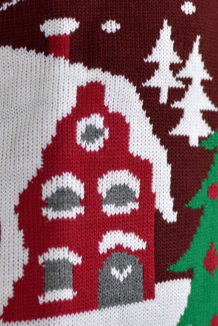 Camisola de Natal para Casal Pai Natal en Trenó e Árvore de Natal detalhe