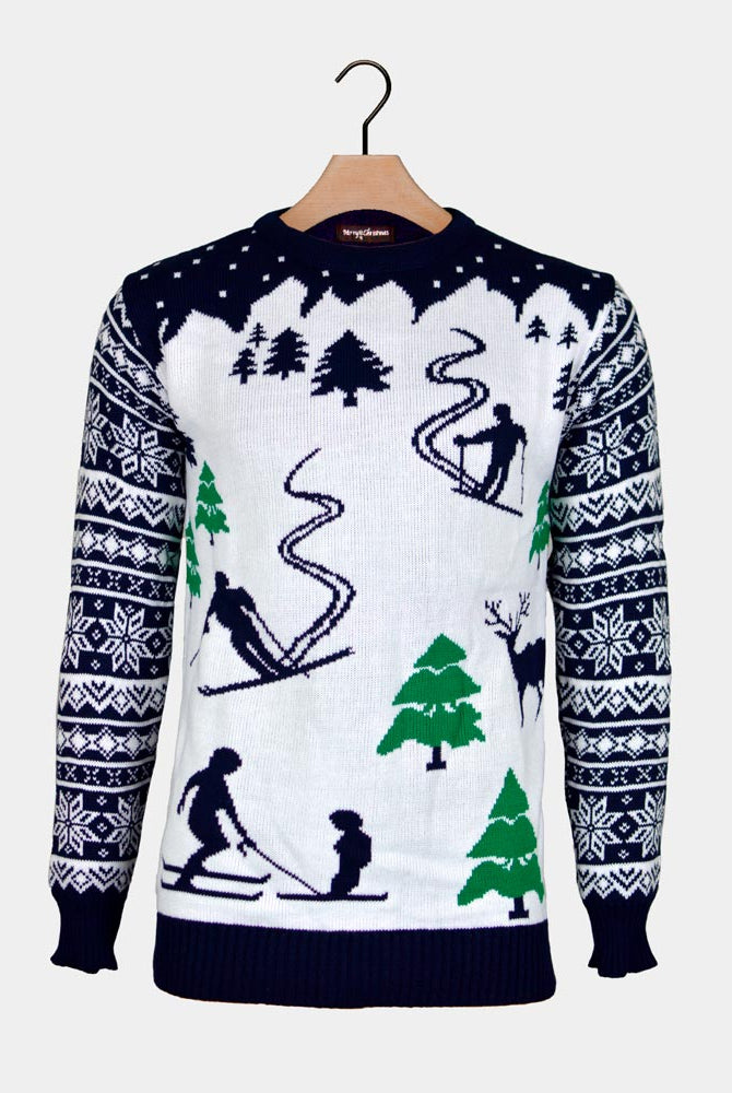 Camisola de Natal para Casal Pista de Ski Esquiadores