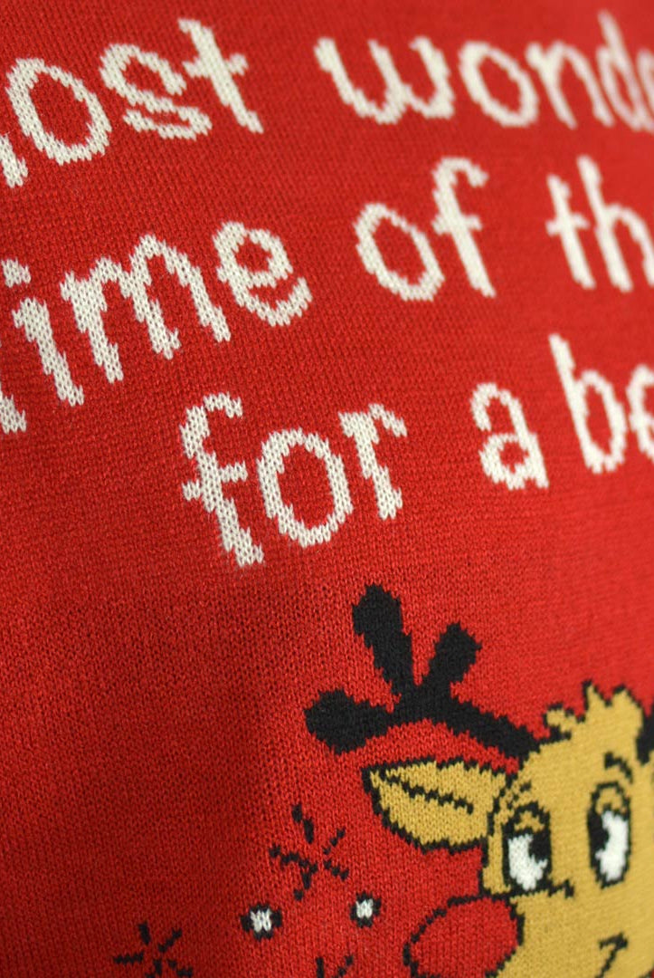 detalhe Camisola de Natal para Casal Rena com Abridor de Cerveja