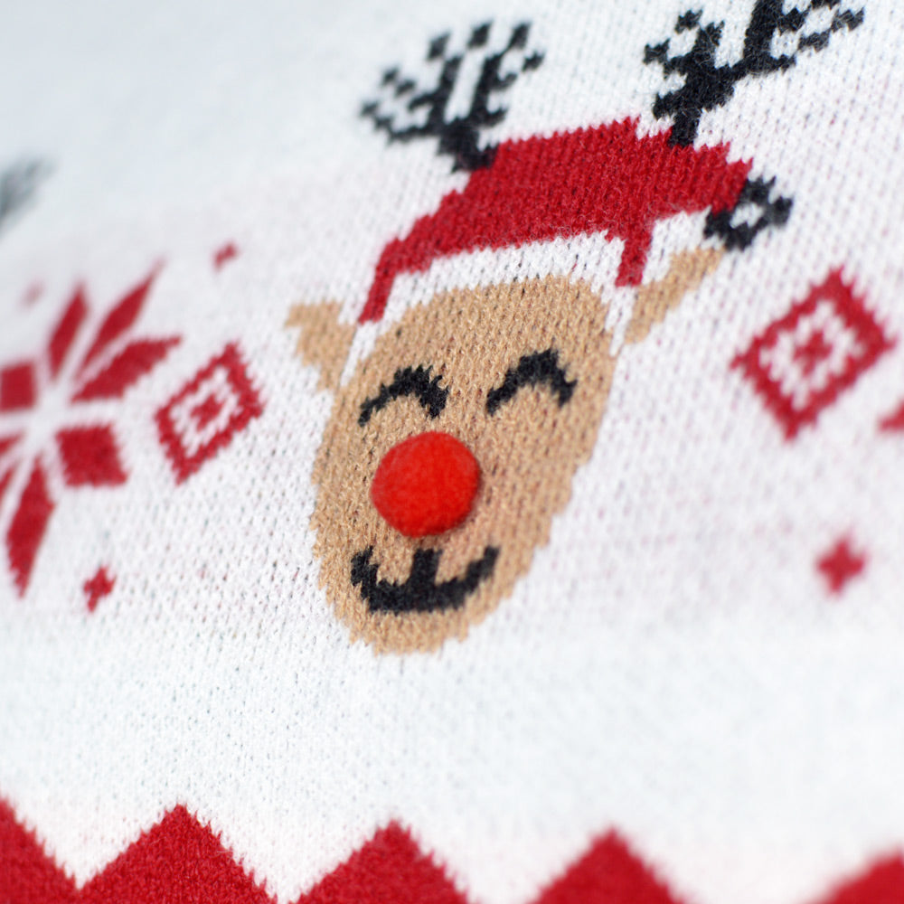 Camisola de Natal para Casal com Rena Adorável 3D