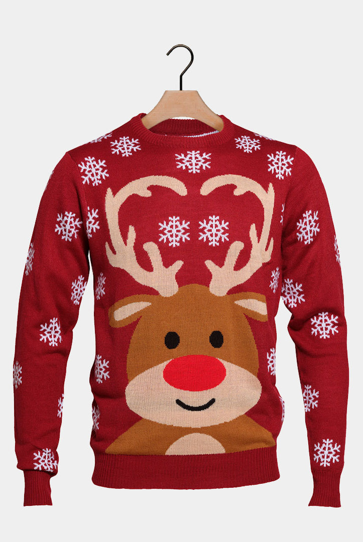 Camisola de Natal para Casal Rena Rudolph Vermelha