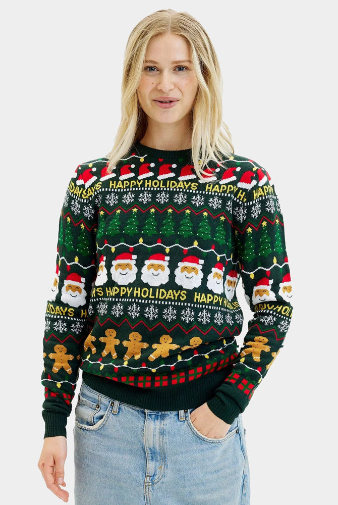 Camisola de Natal para Casal Verde Happy Holidays Mulher