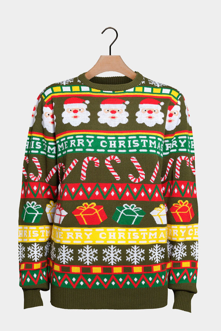 Camisola de Natal para Casal Verde Pai Natal e Presentes