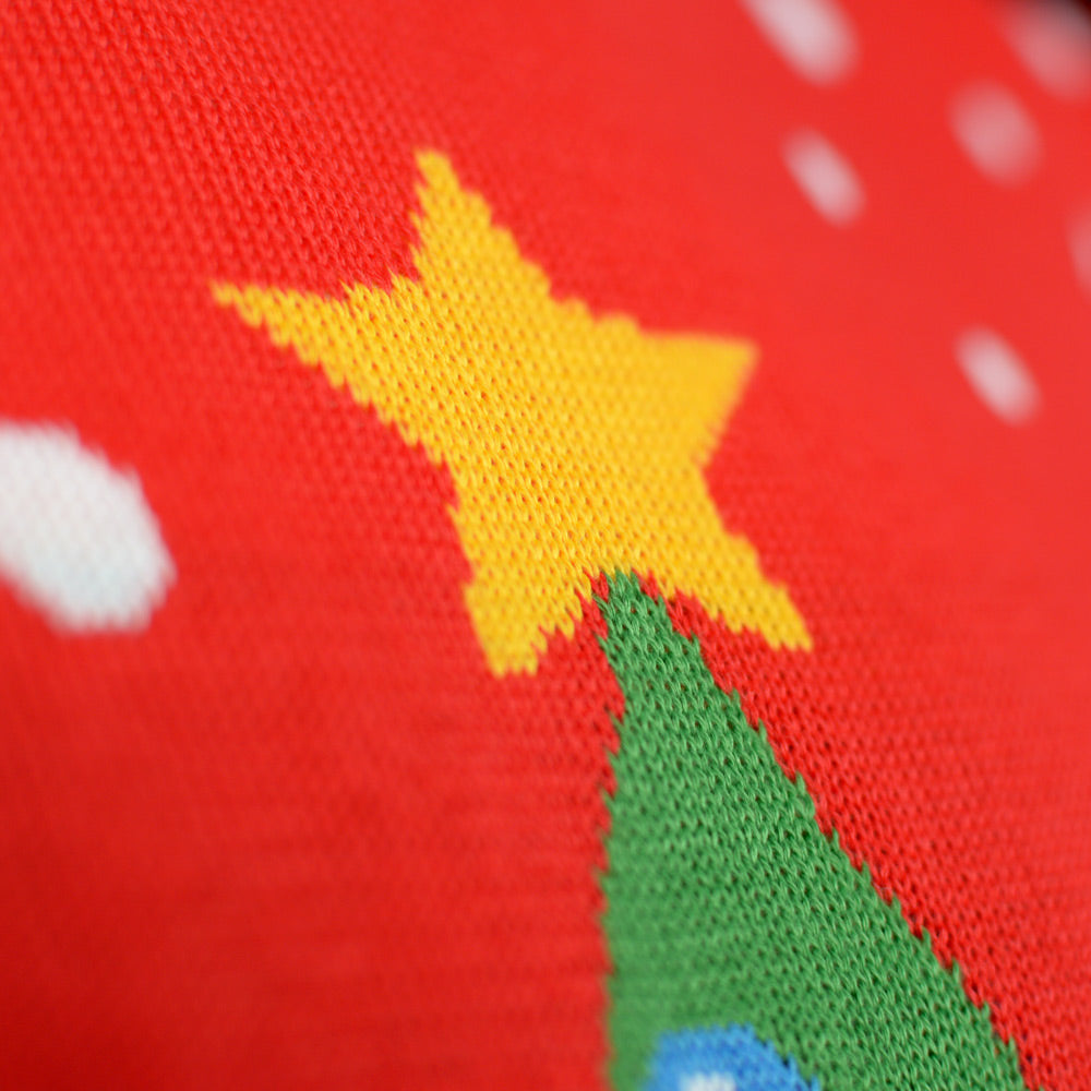 Camisola de Natal detalhe Casal Vermelha Árvore de Natal