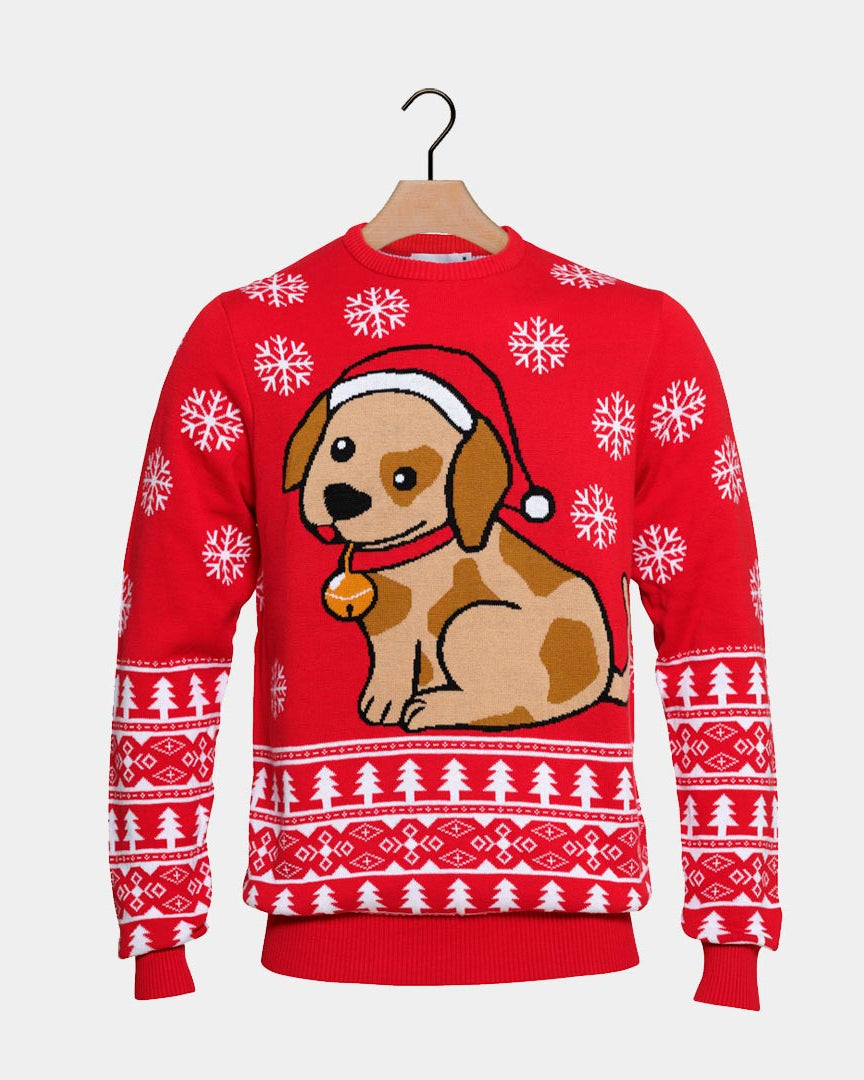 Cachorrinho Camisola de Natal para Casal Vermelha