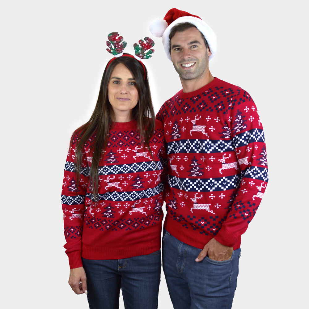 Camisola de Natal para Casal Vermelha Canadá