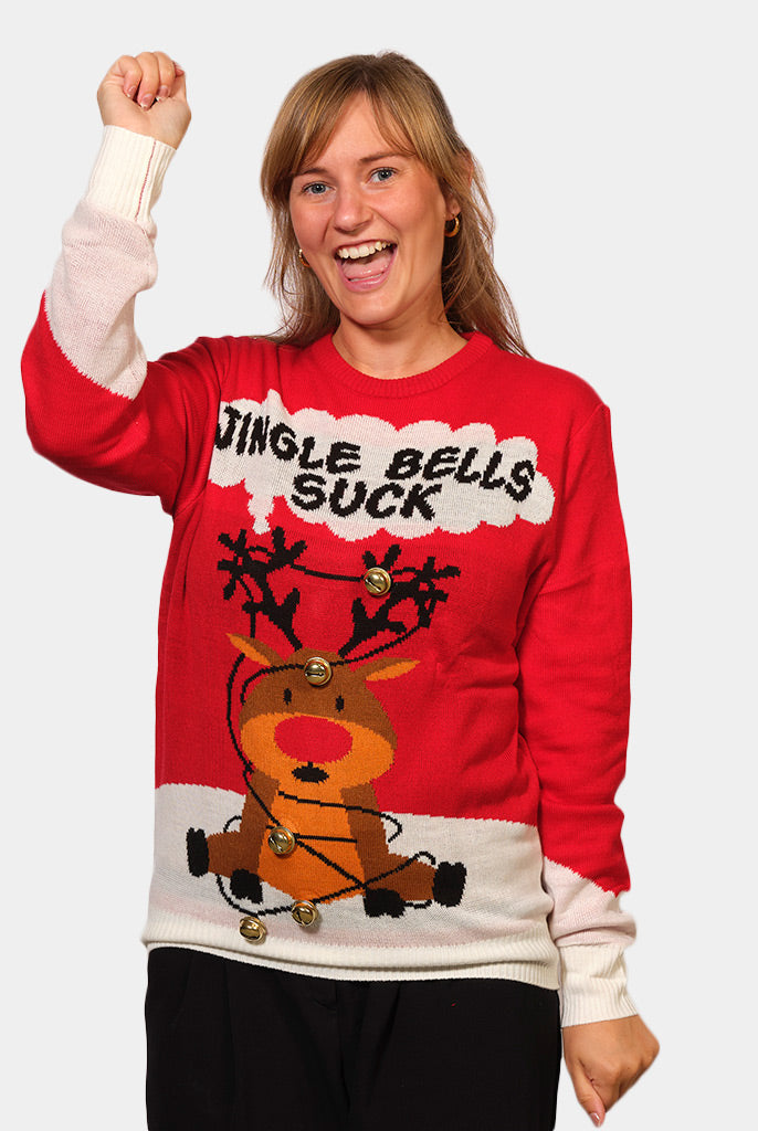 Camisola de Natal para Casal Vermelha Jingle Bells Suck mulher