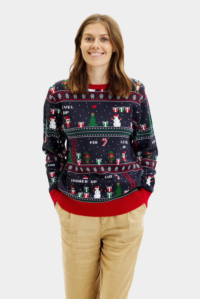 Camisola de Natal para Casal Vintage Gaming Mulher