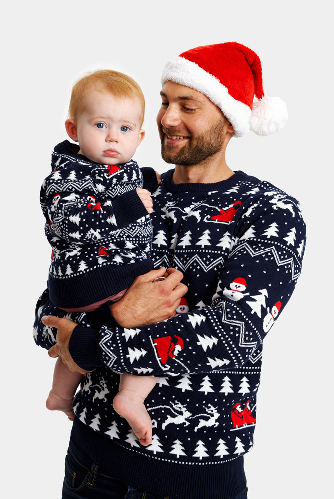 Camisola de Natal Família Árvores, Bonecos e Pai Natal