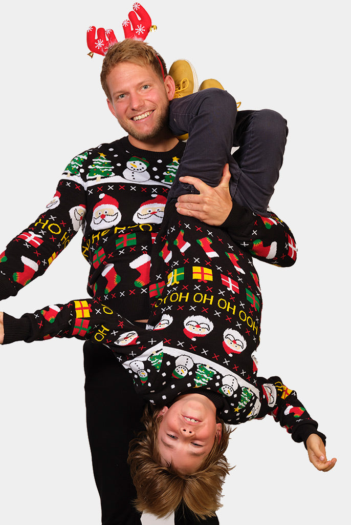 Camisola de Natal Familia Pai Natal Presente Boneco Algodão Menino e Homem Orgânico