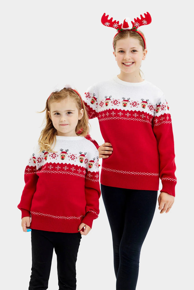 Camisola de Natal para Família com Rena Adorável menina
