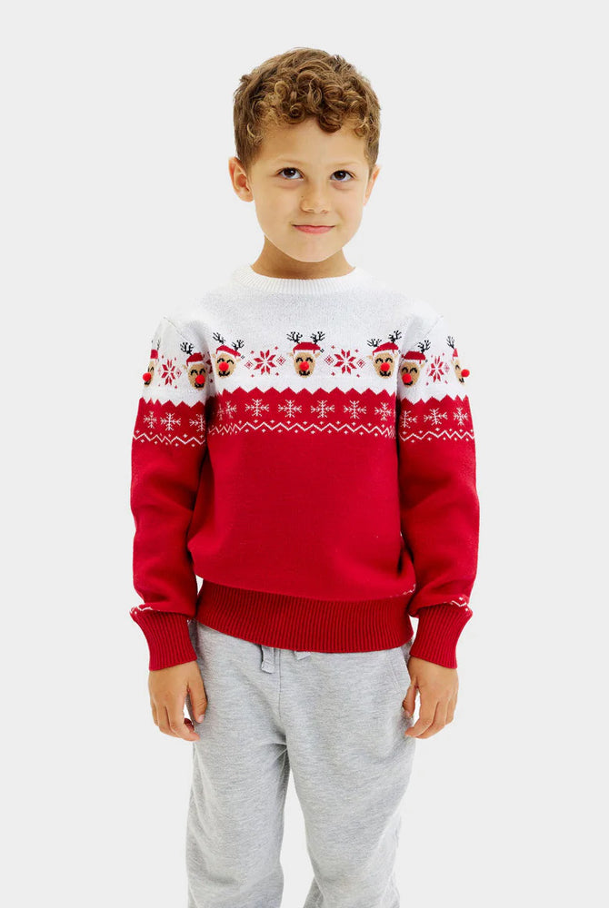 Camisola de Natal para Família com Rena Adorável Menino