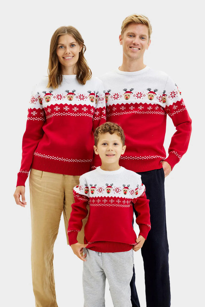 Camisola de Natal para Família com Rena Adorável