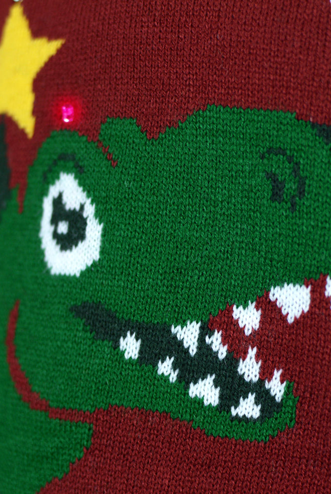 Camisola de Natal Luzes LED Tree-Rex Família Christmas