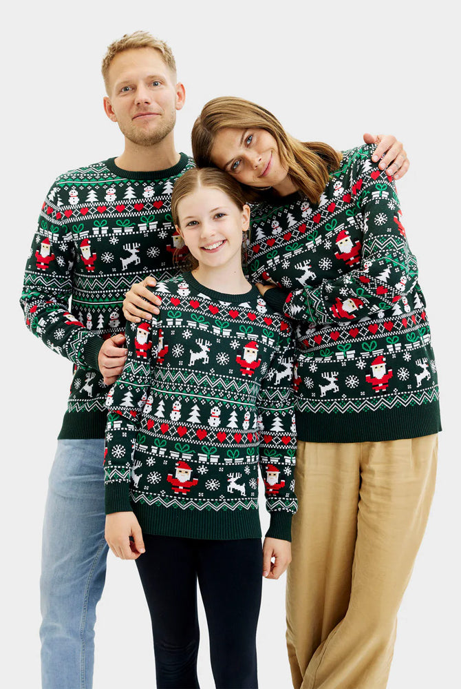 Camisola de Natal para Família Verde em Algodão Orgânico Jolly Christmas