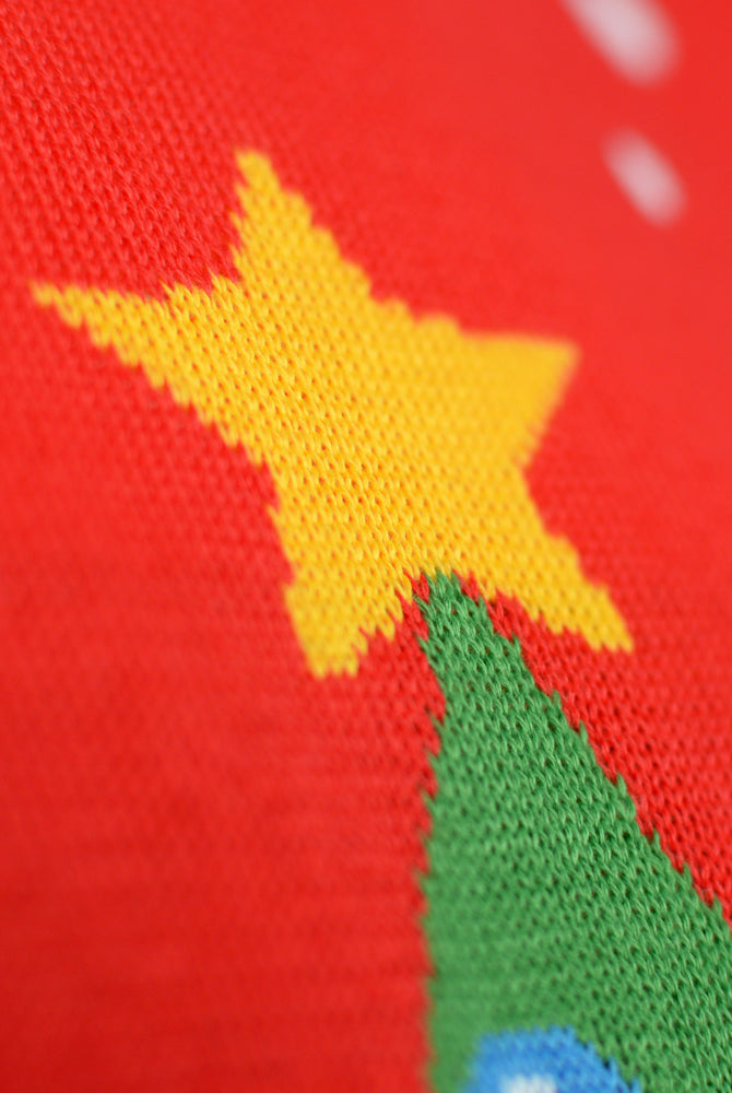 Camisola de Natal detalhe Família Vermelha Árvore de Natal