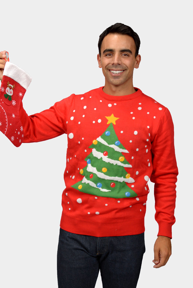 Camisola de Natal homem Família Vermelha Árvore de Natal