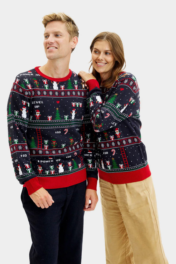 Camisola de Natal para Família Vintage Gaming Casal