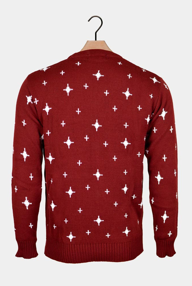 Camisola de Natal Homem Granate Rena, Árvore de Natal e Estrela