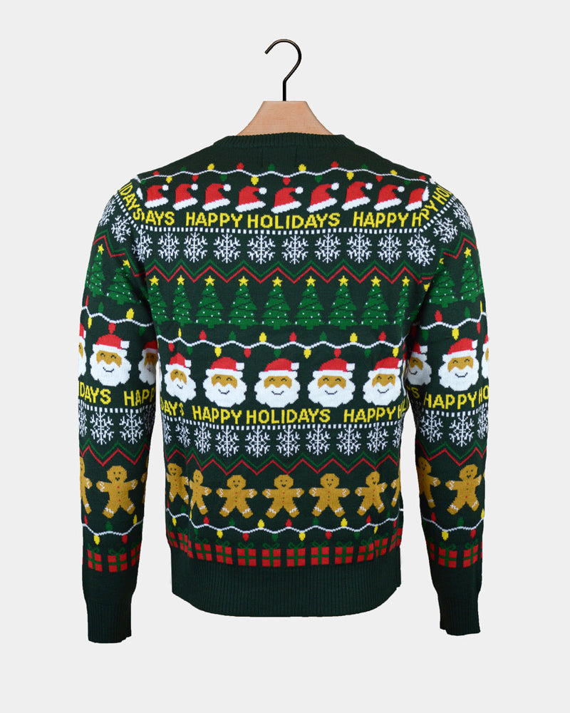 Camisola de Natal Verde Happy Holidays para Casal