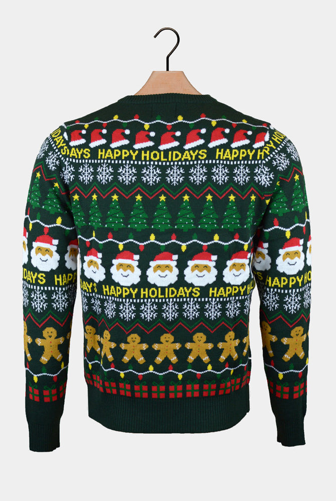 Camisola de Natal Verde Happy Holidays Homem