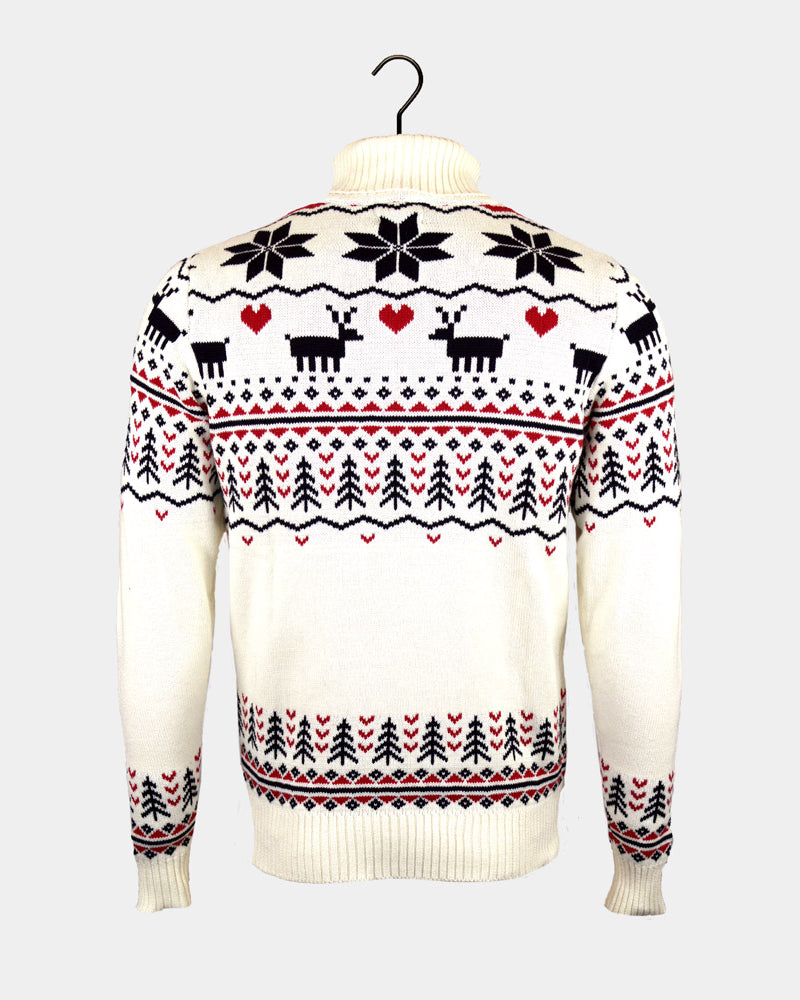 Camisola de Natal Homem Algodão Orgânico Gola Alta Elegante Bege