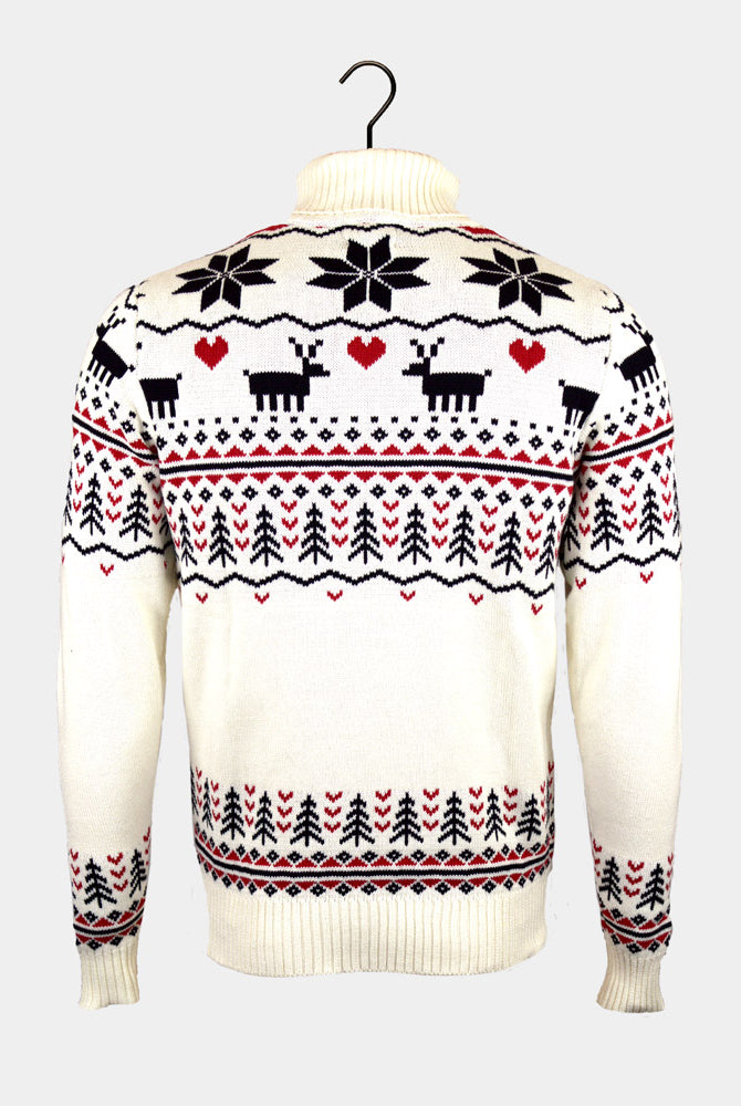 Camisola de Natal Homem Algodão Orgânico Gola Alta Elegante Bege