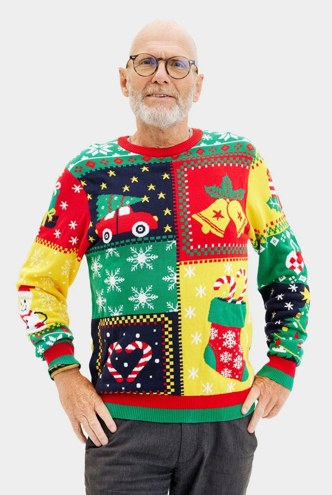 Camisola de Natal para Homem em Algodão Orgânico Patchwork