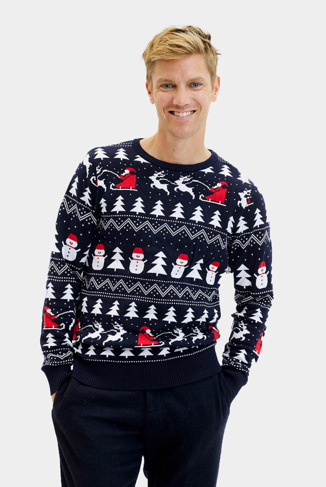 Camisola de Natal para Homem Árvores, Bonecos e Pai Natal