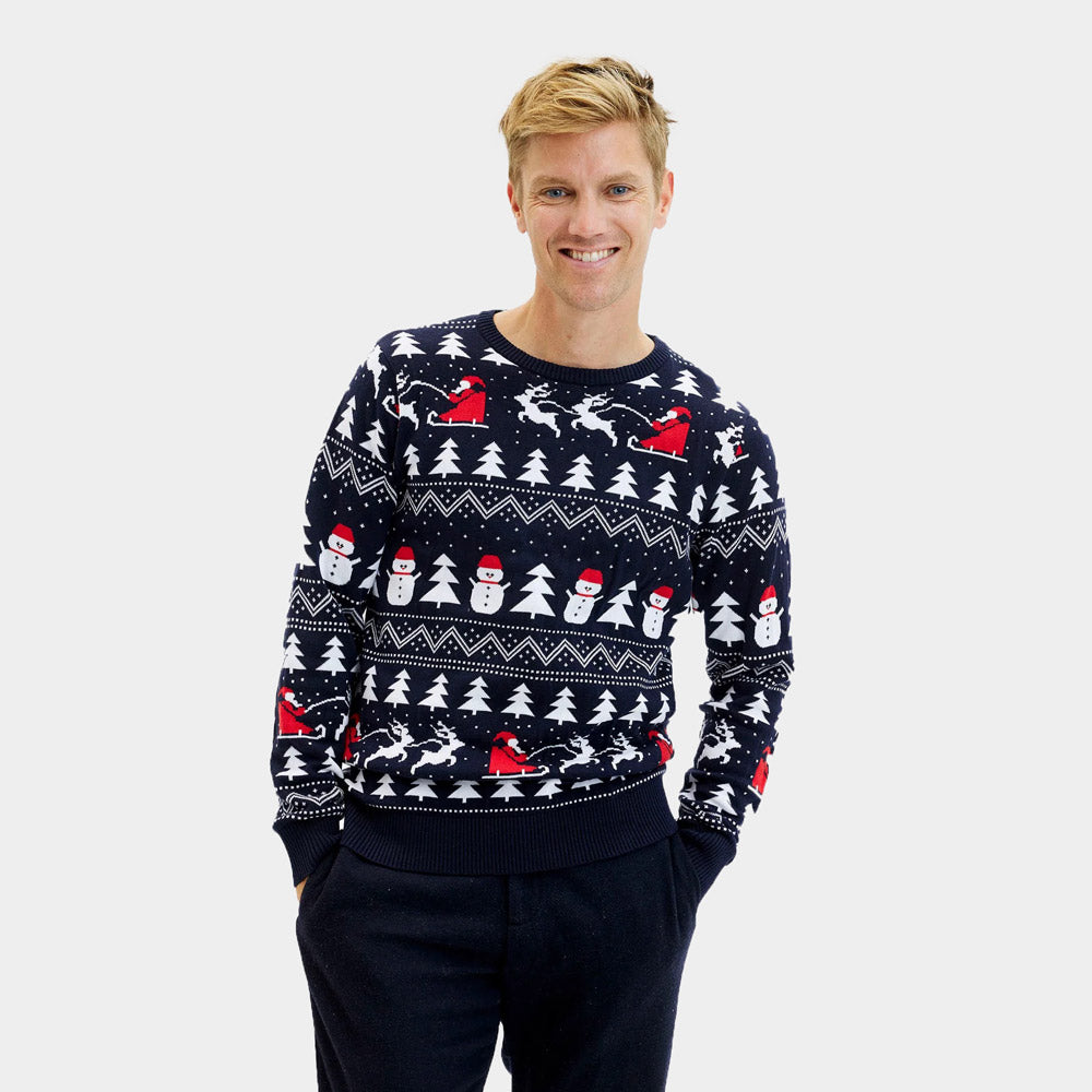 Camisola de Natal para Homem Árvores, Bonecos e Pai Natal