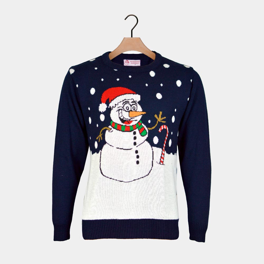 Camisola de Natal para Homem Azul Marinho com Boneco de Neve