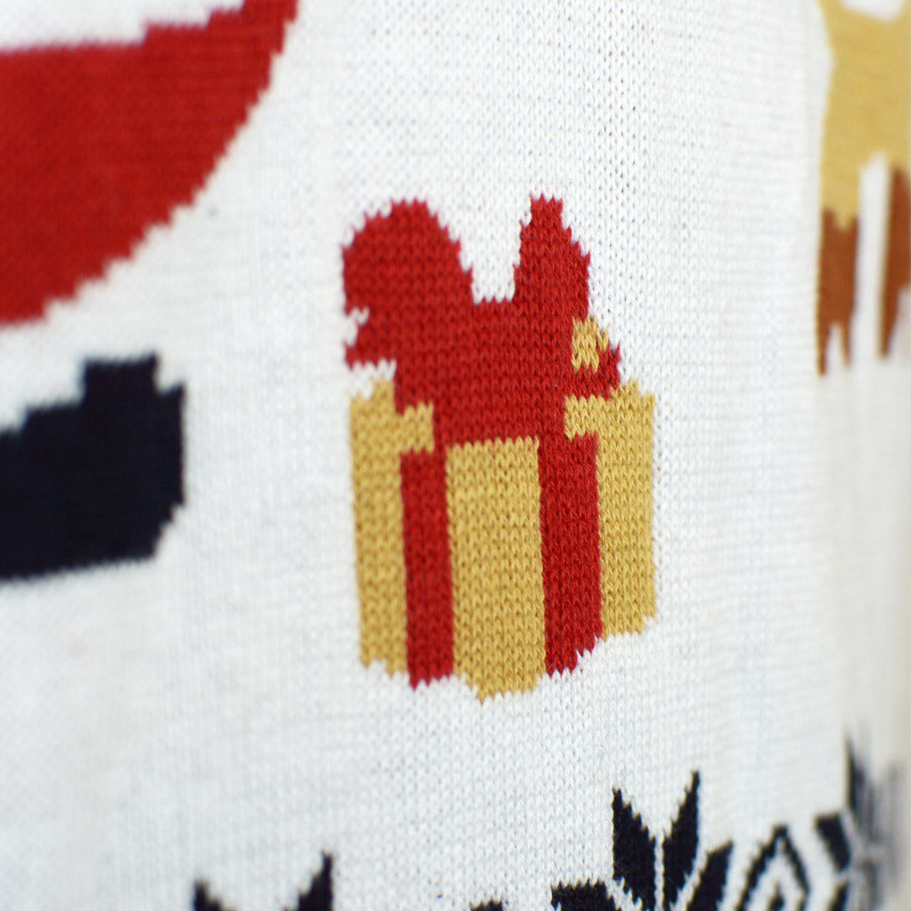 Camisola de Natal Rena Rudolph Homem Azul con Pai Natal