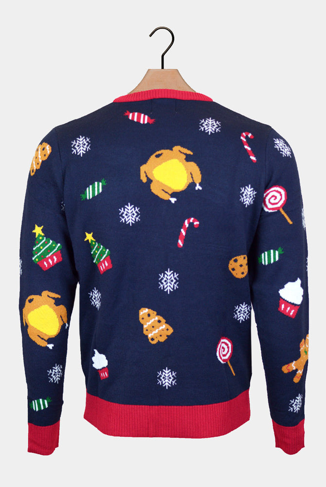 Luzes LED Camisola de Natal para Homem Christmas Food
