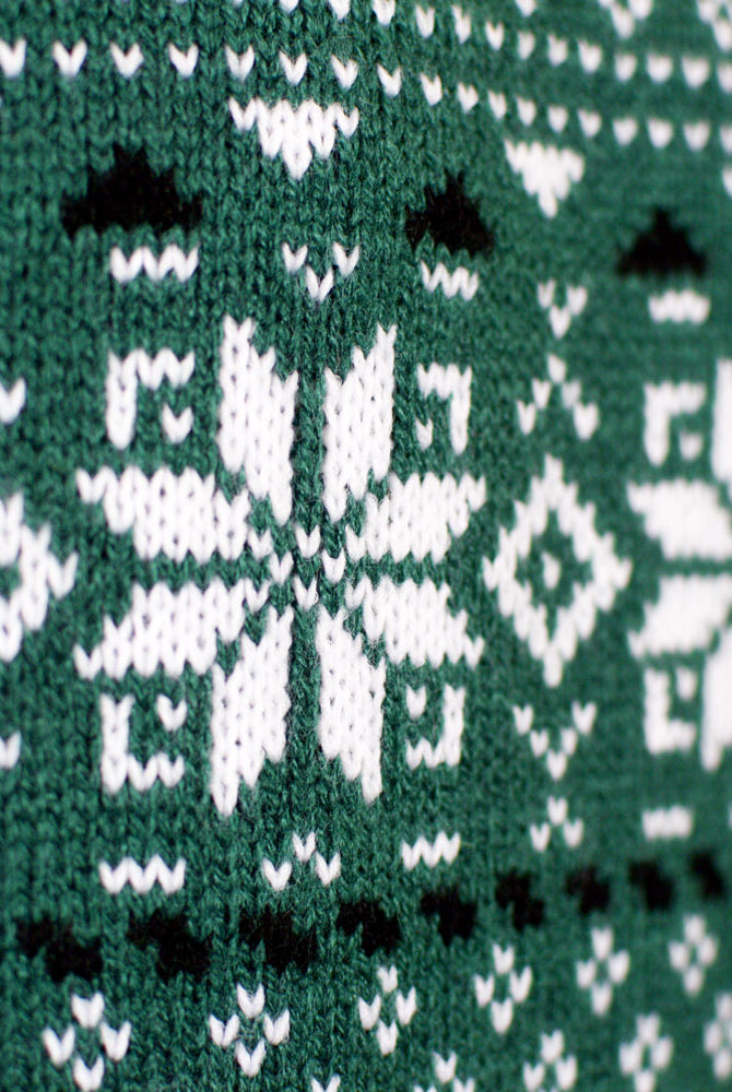 Camisola de Natal para Homem Clássico Elegante Verde e Branca detalhe