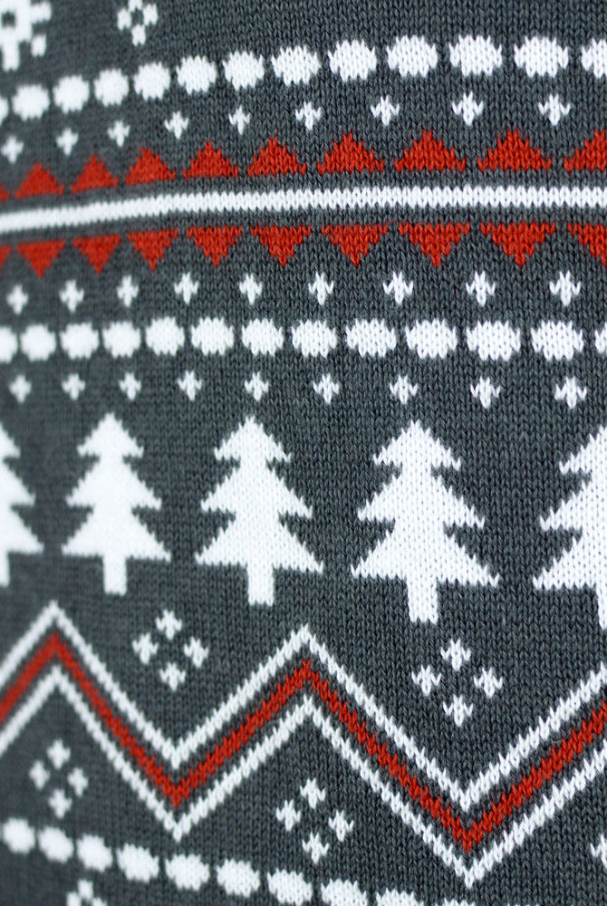 Camisola de Natal Homem Gola Alta Cinzenta Renas Orgânico Algodão