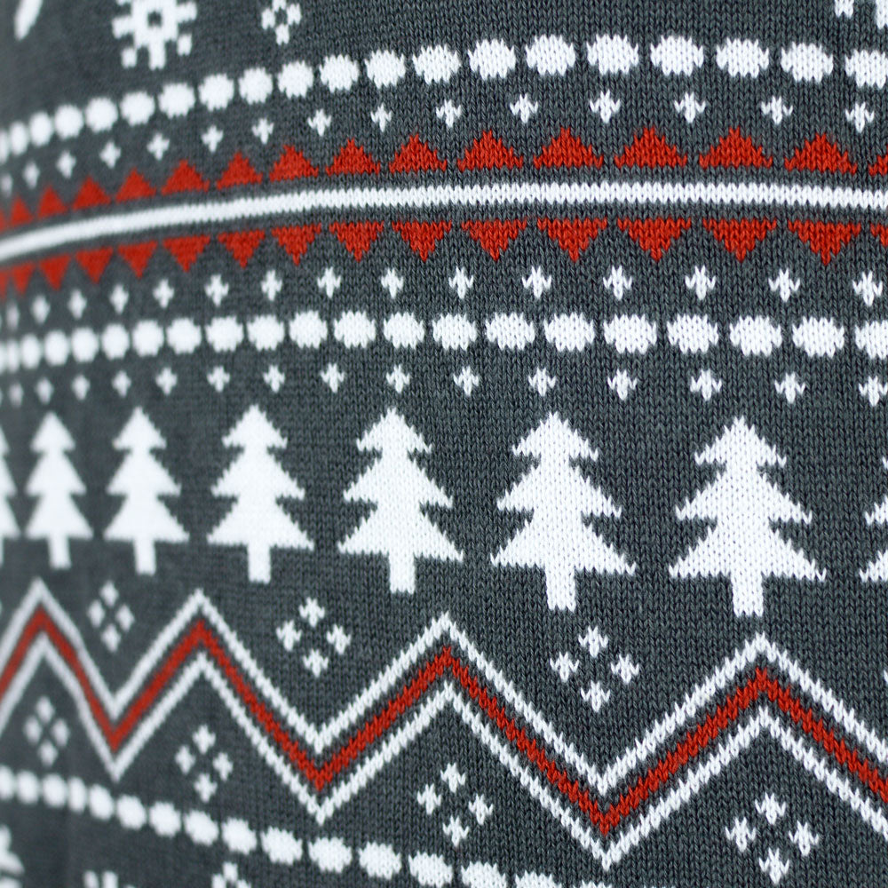 Camisola de Natal Homem Gola Alta Cinzenta Renas Orgânico Algodão