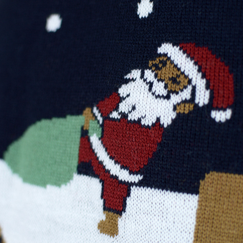 Camisola de Natal Homem Luzes LED Azul Merry Christmas