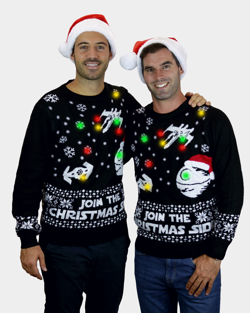 Camisola de Natal para Homem com Luzes LED Join the Christmas Side Casal