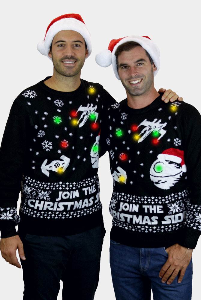 Camisola de Natal para Homem com Luzes LED Join the Christmas Side Casal