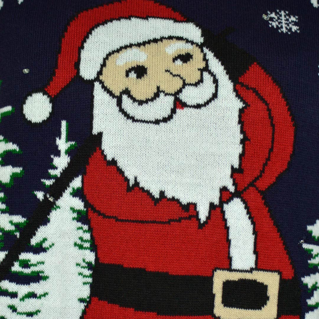 Camisola de Natal para Homem Luzes LED Pai Natal jogando Golfe