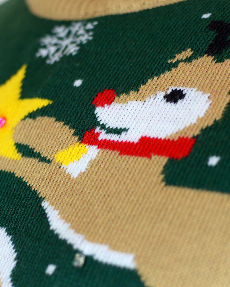 Camisola de Natal para Homem com Luzes LED Pai Natal Preso Verde